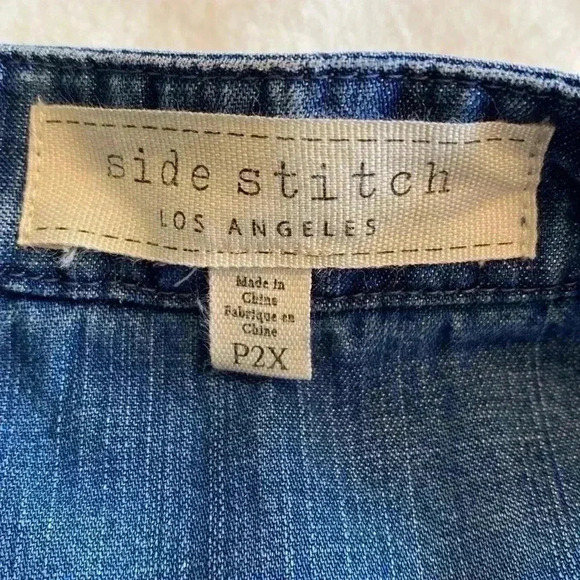 Side Stitch Los Angeles Denim Shirt Dress, Blue, Plus Size 2X Petite. - Picture 5 of 10